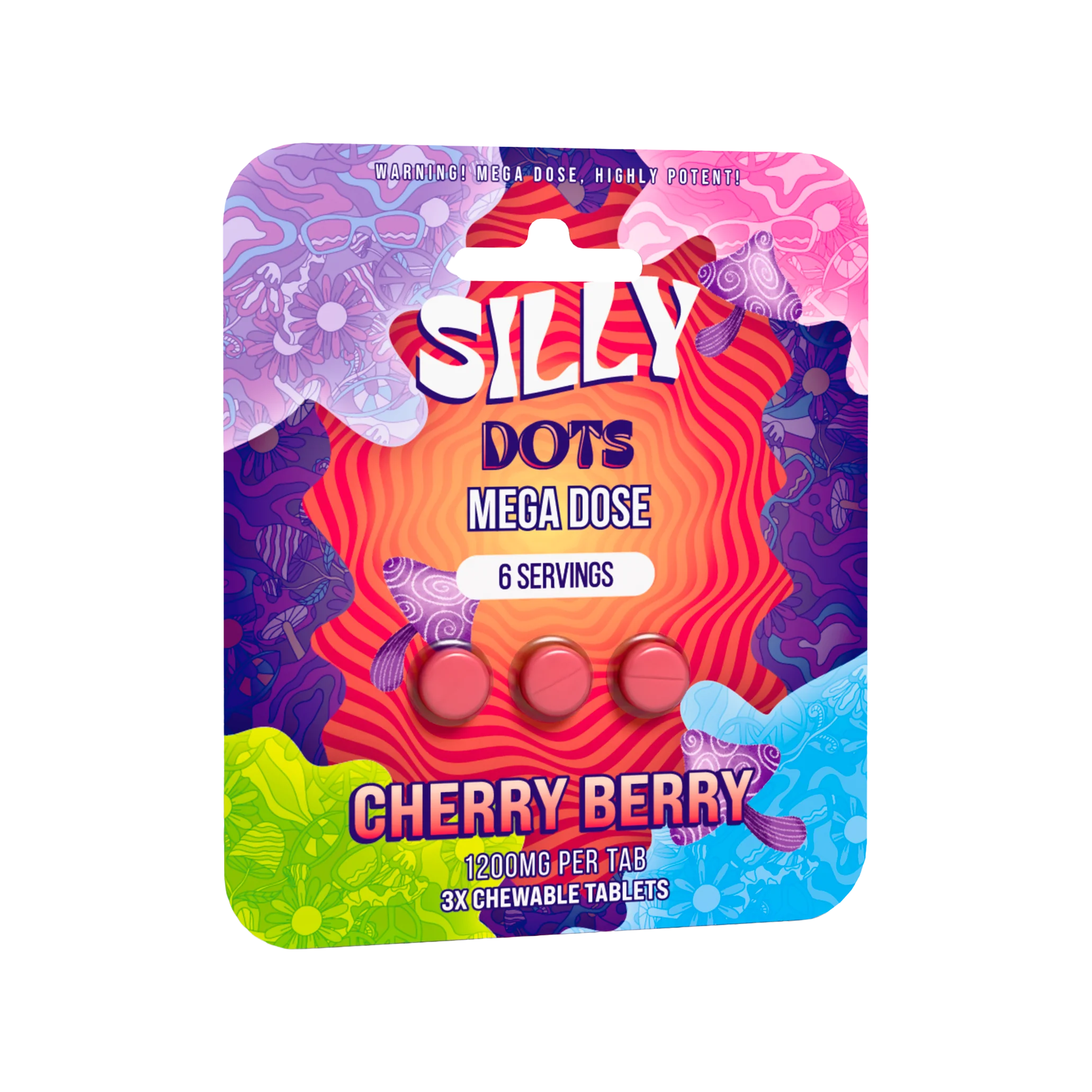 Silly Dots Mega Dose 1200mg Tabs (Cherry Berry • 3 Tabs • 3600mg)