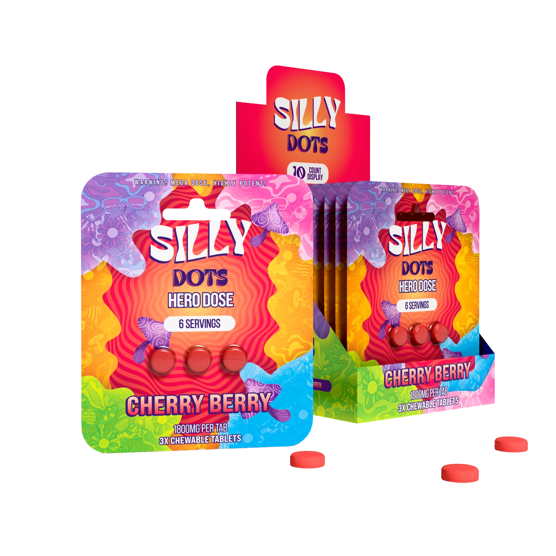 Party Pack | Silly Dots Hero Dose 1800mg Tabs | 3 Pack | 10 Count Display